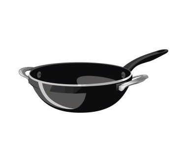 Mutfak simgesi için parlak çelik tava izole edildi