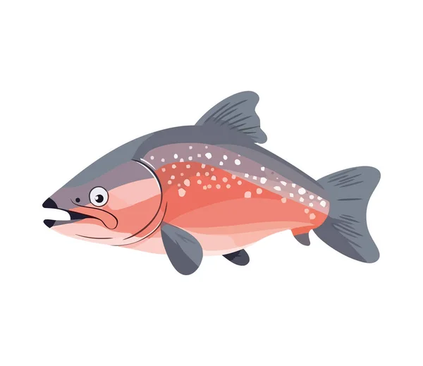 Cute Carp Fish Swimming Icon Isolated — Stock Vector