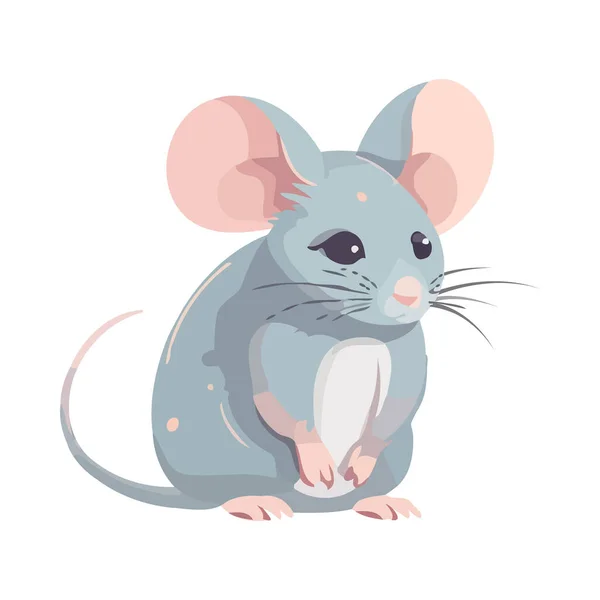 Μικρό Χνουδωτό Χαριτωμένο Εικονίδιο Ποντικιού Κινουμένων Σχεδίων — Διανυσματικό Αρχείο