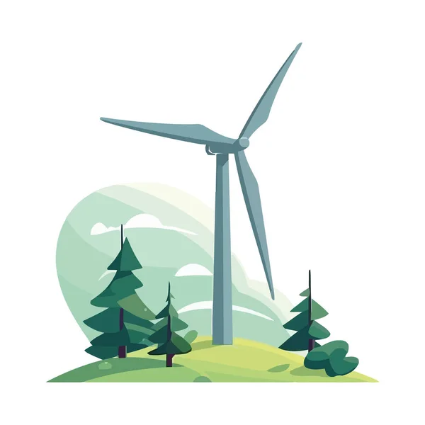 Éolienne Produit Électricité Renouvelable Pour Environnement Icône — Image vectorielle