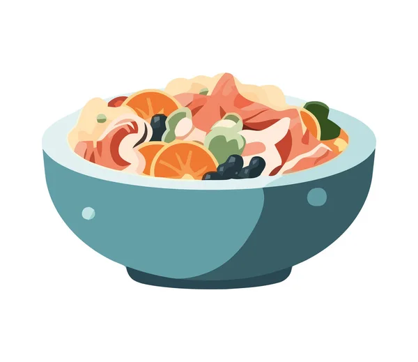 Frische Gourmet Mahlzeit Salat Früchte Ikone Isoliert — Stockvektor