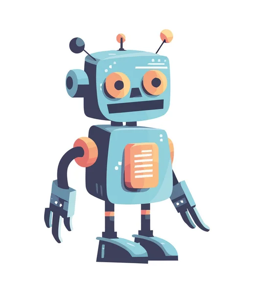 Leuke Robotspeelgoed Met Schattige Metalen Tekens Ontwerp Pictogram Geïsoleerd — Stockvector