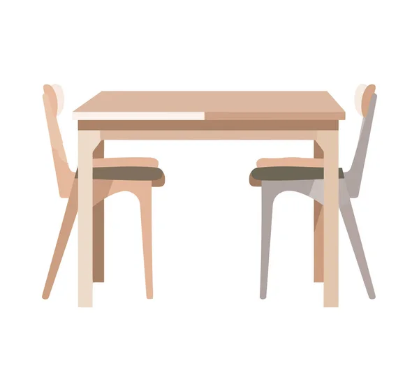 现代木制椅子和舒适的餐桌图标隔离 — 图库矢量图片