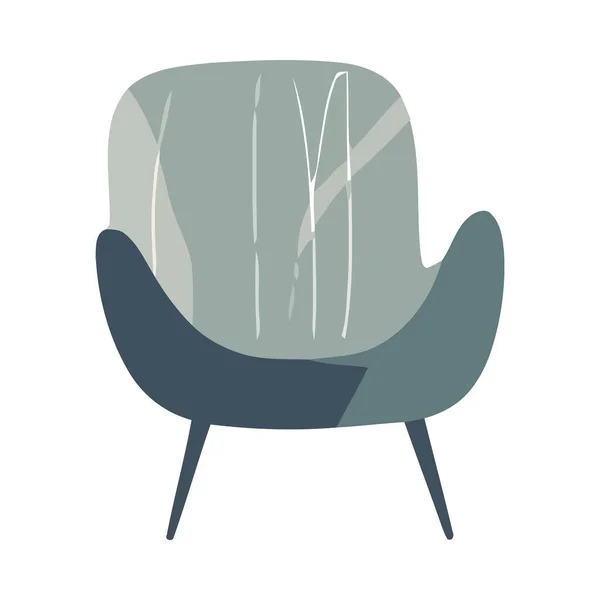 舒适的蓝色扶手椅 完美的休闲图标隔离 — 图库矢量图片