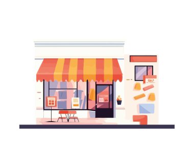 Modern süpermarket ön yüzü simgesi izole edildi
