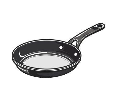 Metal pişirme tavasında kızarmış yemek ikonu izole edildi
