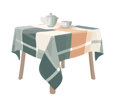 Bulaşık takımları simgesi izole edilmiş modern mutfak masası