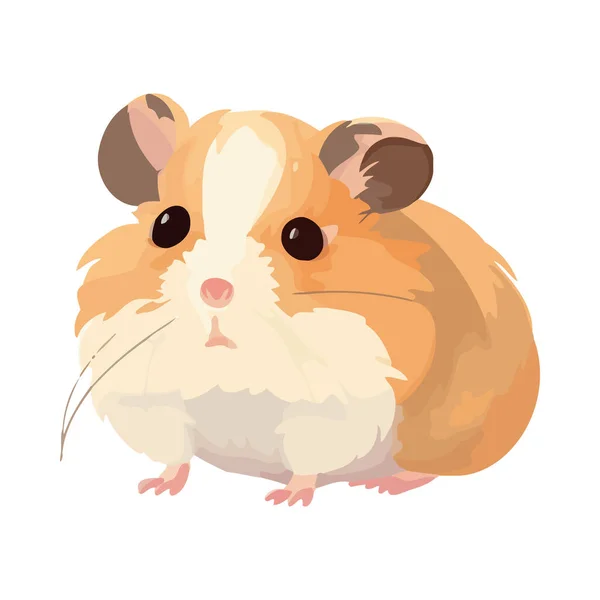Pequeno Hamster Fofo Sentado Alegre Animal Estimação Ícone Isolado — Vetor de Stock