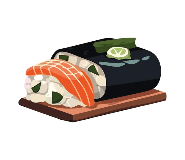 プレートアイコン上の新鮮な魚介類や野菜を隔離 — ストックベクタ