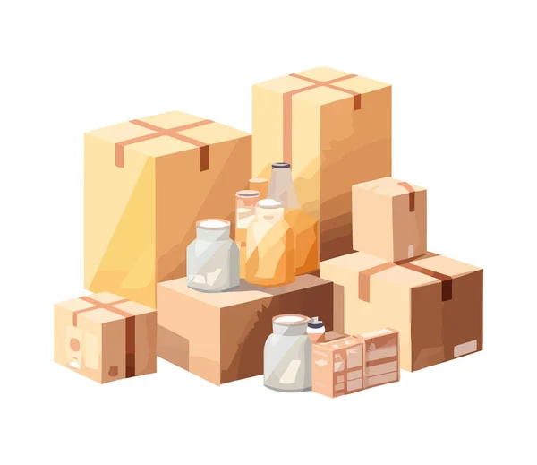 Zerbrechliche Geschenkverpackungen Pappcontainern — Stockvektor