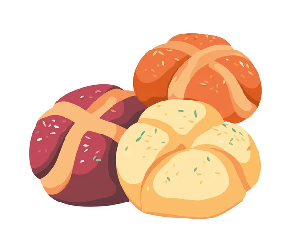 Gebackenes Brot Brötchen Lecker Symbol Isoliert — Stockvektor