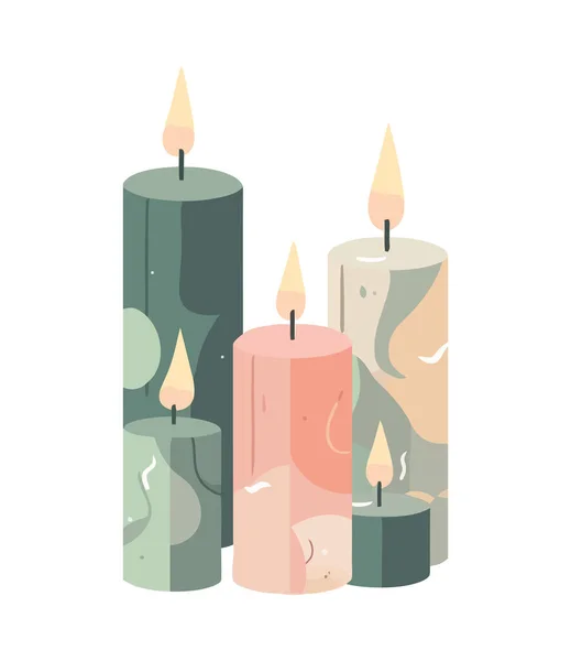 Bougies Incandescentes Symbolise Amour Icône Spiritualité Isolé — Image vectorielle