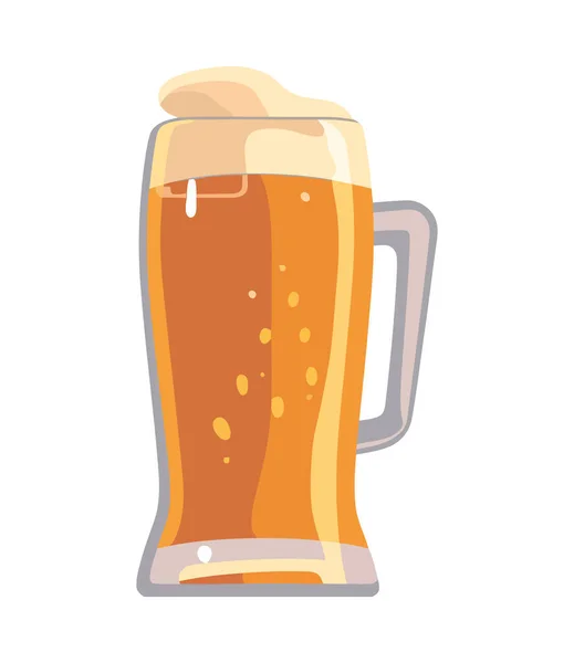 Bira Bardağındaki Köpüklü Bira Izole Edilmiş Kutlama Ikonunu Simgeler — Stok Vektör