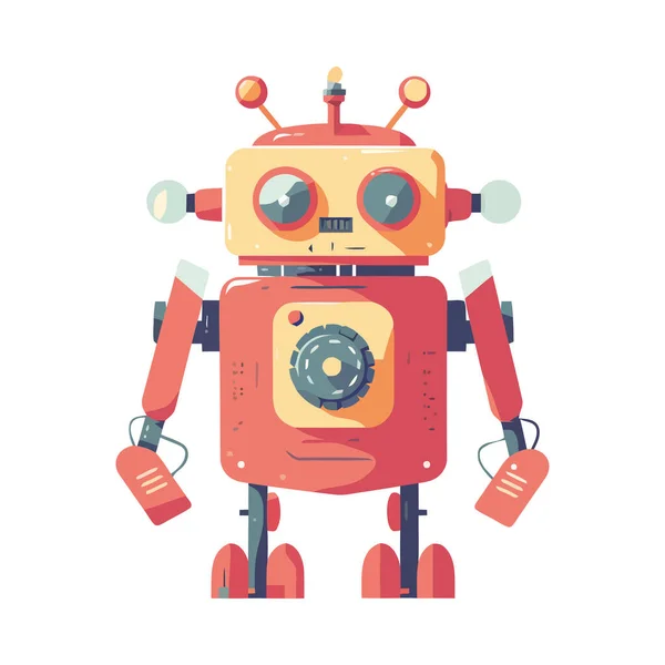 Cute Robot Zabawki Futurystyczny Ikona Izolowane — Wektor stockowy