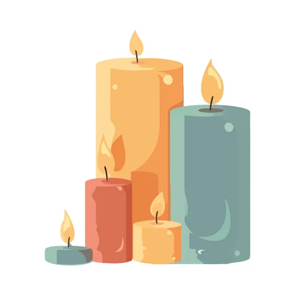 Glühende Kerze Erhellt Romantik Und Spiritualität — Stockvektor
