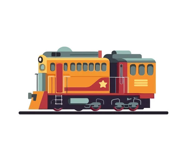 蒸気機関車は孤立した鉄道線路のアイコンをスピードダウン — ストックベクタ