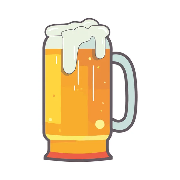 Pěnivý Hrnek Pivo Symbolizuje Oslavu Občerstvení Ikonu — Stockový vektor