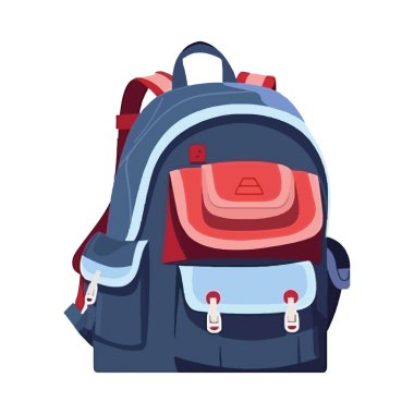 Seyahat çantası, yürüyüş ikonu için macera gereçleri.