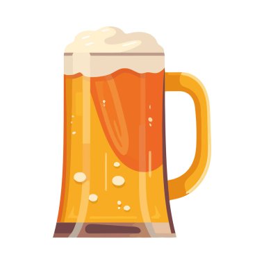 Büyük bardakta köpüklü bira izole edilmiş kutlama ikonu.