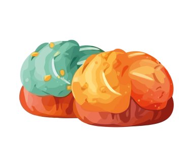 Taze ekmek, tatlı gurme yemek ikonu izole