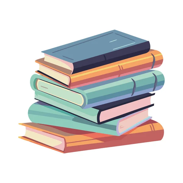 Stack Textbooks Isolated Icon — Stock Vector