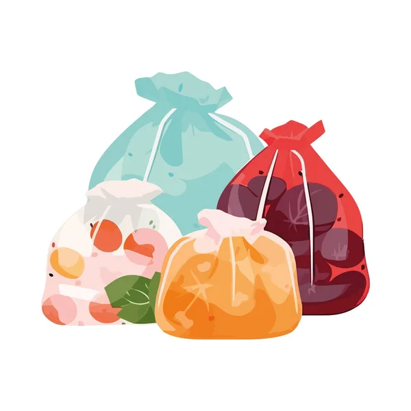 Reife Früchte Plastiksack Isoliert — Stockvektor