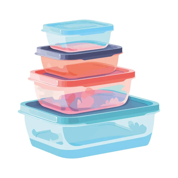 Multi Colored Plastic Container Stack Icon Isolated — Stock Vector