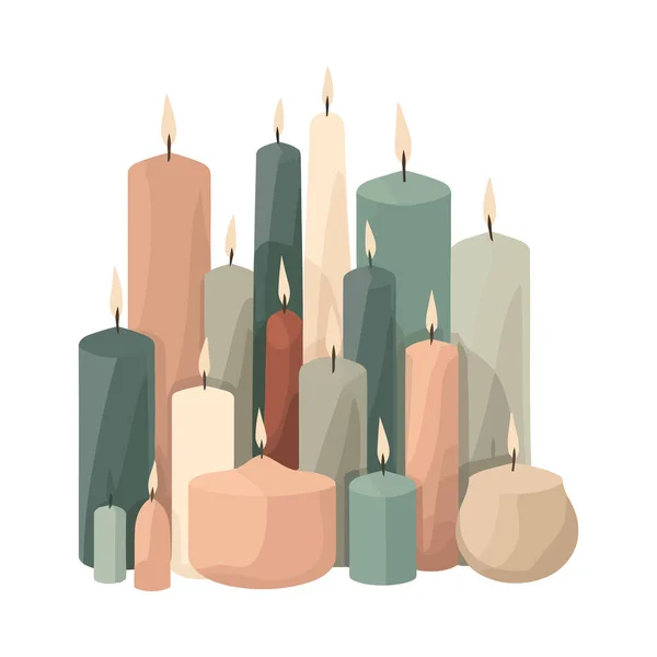 Feier Der Spiritualität Mit Leuchtendem Kerzenschein — Stockvektor