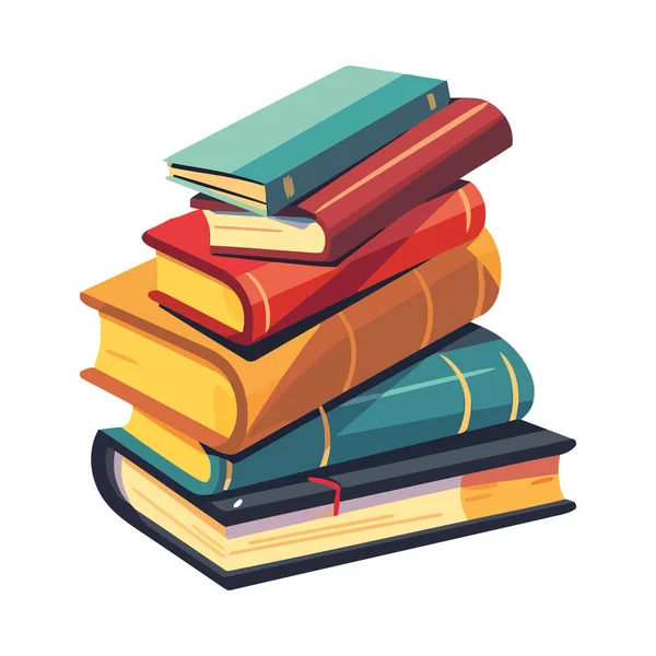 Literatur Lernen Bücher Stapelt Ikone Isoliert — Stockvektor