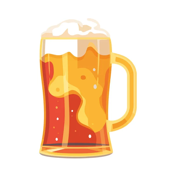 Piwo Spienione Żółtym Kuflu Szklanej Ikony Izolowane — Wektor stockowy