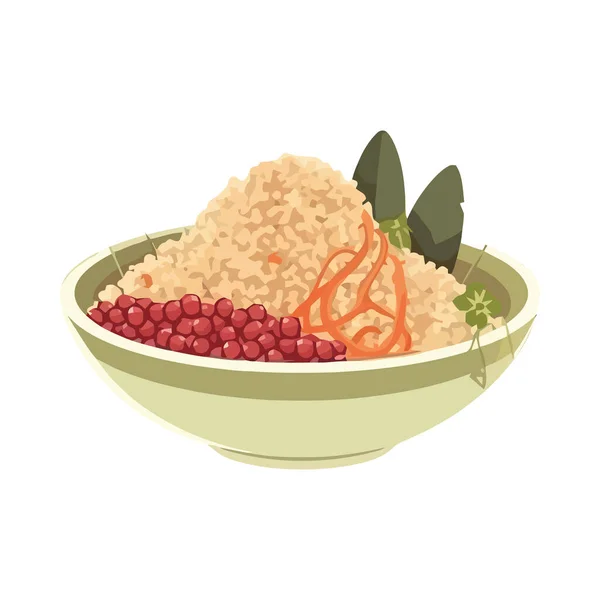 Repas Végétarien Frais Avec Icône Légumes Bio Isolé — Image vectorielle