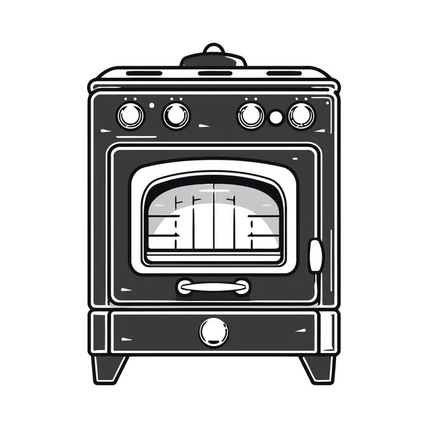 Moderne Keuken Illustratie Kachel Oven Pictogram Geïsoleerd — Stockvector