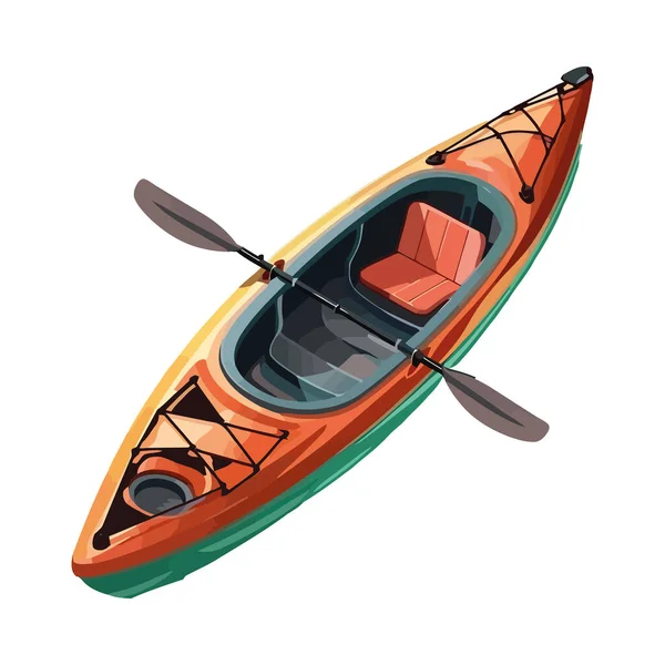 Aventure Kayak Pagaie Icône Amusante Isolé — Image vectorielle