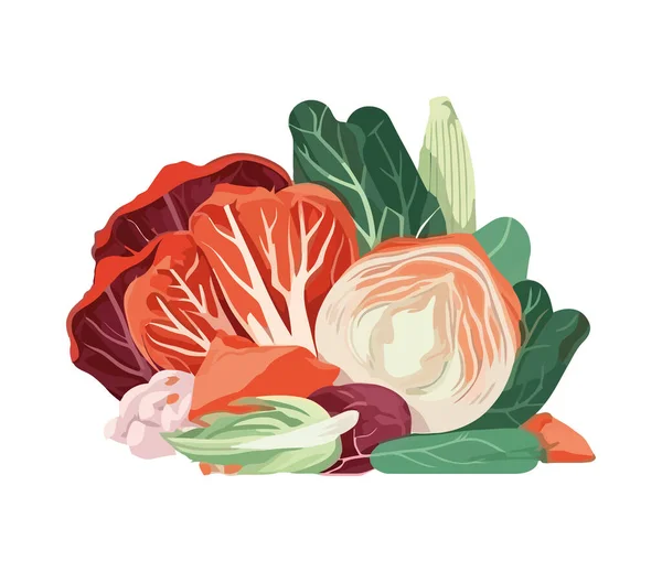 新鲜有机健康蔬菜图标被分离出来 — 图库矢量图片