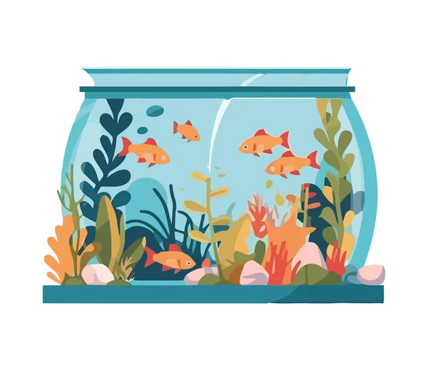 Cute Złote Rybki Pływać Ozdobnym Akwarium Podwodna Ikona Izolowane — Wektor stockowy