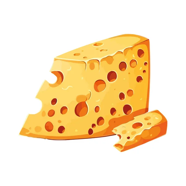 新鮮なチーズスライス 孤立したランチアイコンに最適 — ストックベクタ