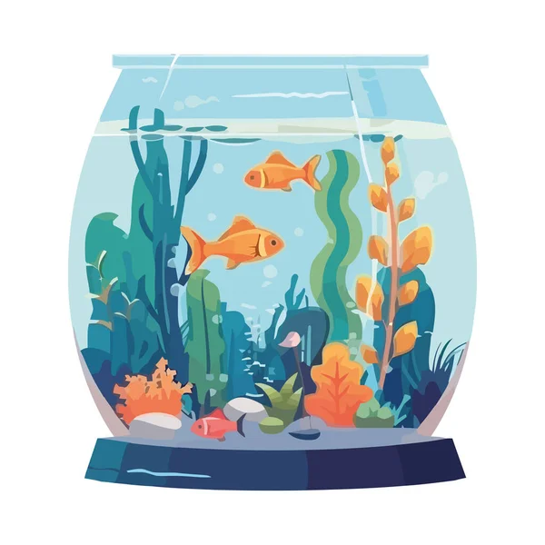 Goldfish Pływanie Ikonie Akwarium Izolowane — Wektor stockowy