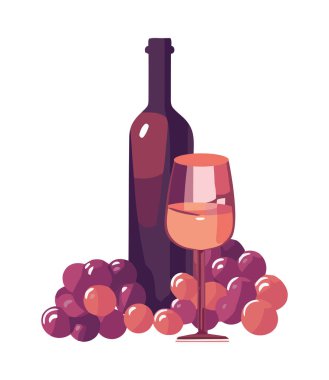 Şarap ve üzüm ikonu ile izole edilmiş gurme kutlaması