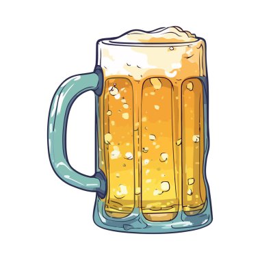 Sarı bardakta köpüklü bira kutlaması ikonu izole edilmiş.