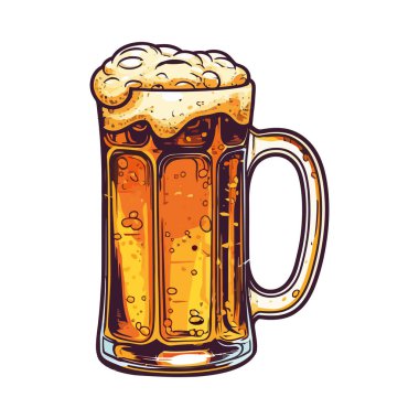 Köpüklü bira bardağı kutlaması ve içecek ikonu izole edildi