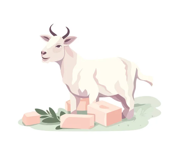 Cute Cow Grazing Meadow Grass Icon Isolated — Stock Vector