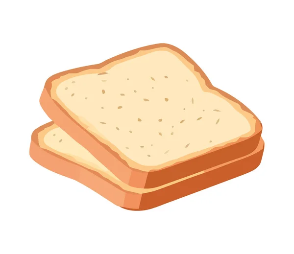 Čerstvě Upečený Plátek Chleba Symbol Ikony Zdravé Výživy Izolovaný — Stockový vektor