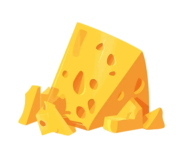 Fresh Gourmet Cheese Slice Icon Isolated — Stock Vector