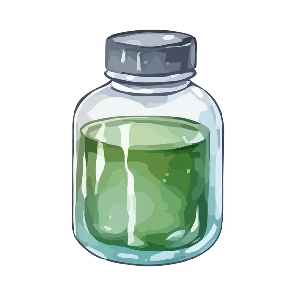 Transparente Flasche Mit Medizin Ikone Isoliert — Stockvektor