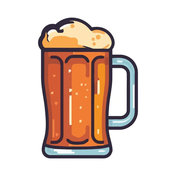Frothy Beer Pint Glass Icon Isolated — Stock Vector