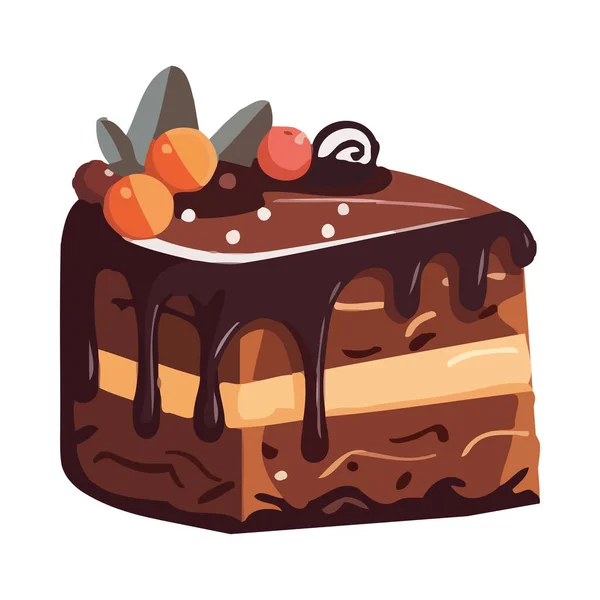 Gâteau Gourmet Avec Icône Fraises Isolé — Image vectorielle