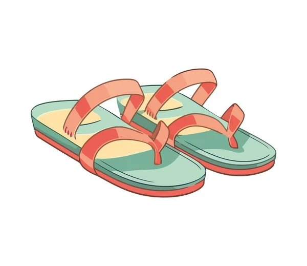 Comfortable Sandals Summer Vacations Icon Isolated — Stock Vector