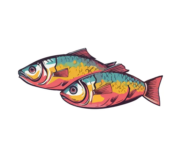 Underwater Animal Fishes White Background Icon Isolated — Stock Vector