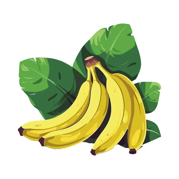 Banana Matura Frutta Fresca Icona Sana Mangiare Isolato — Vettoriale Stock
