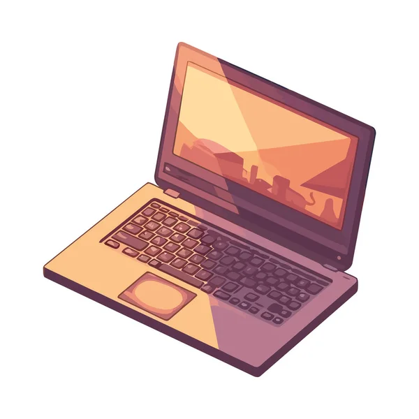 Moderne Laptop Technologie Aansluiting Pictogram Geïsoleerd — Stockvector
